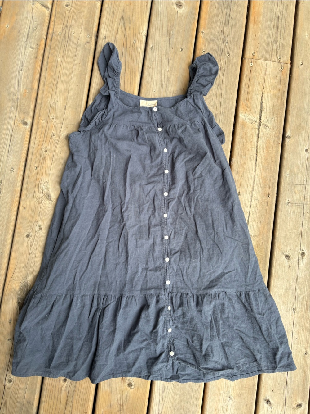 Women’s Casual Button-Down 100% Cotton Dress with Pockets in Blue/Gray